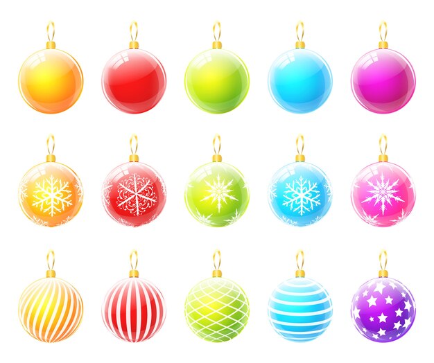 conjunto de coloridas bolas de navidad