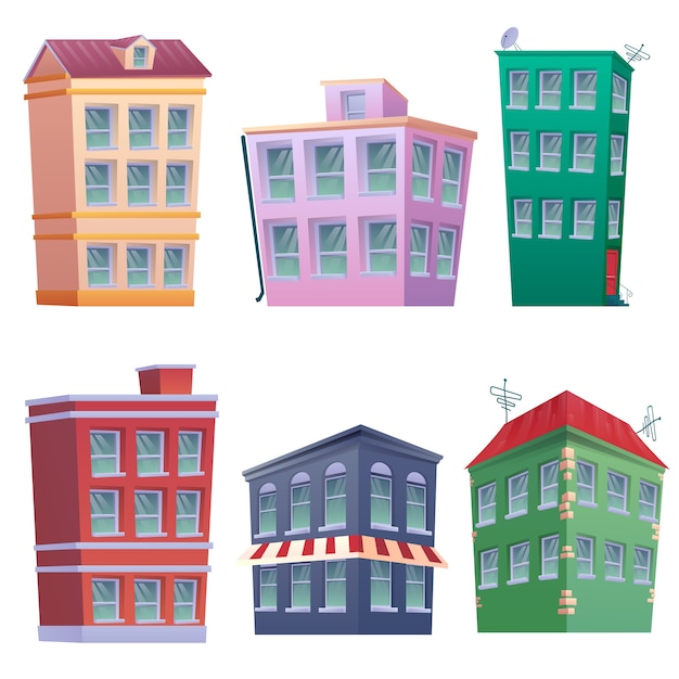 Vector conjunto de coloridas casas residenciales.