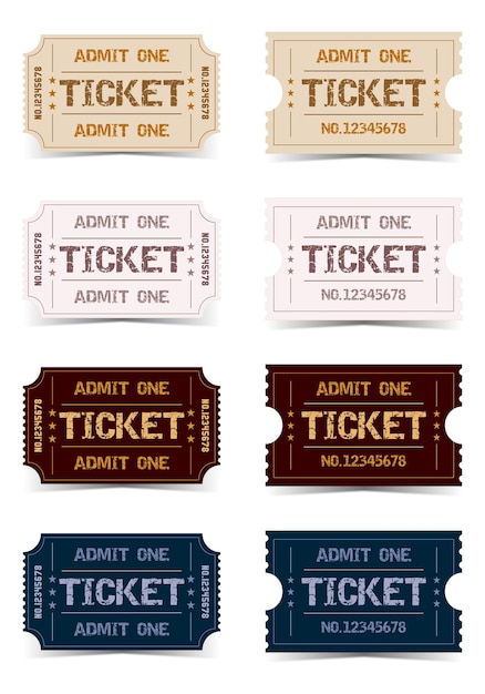 Conjunto de coloridas entradas para eventos.