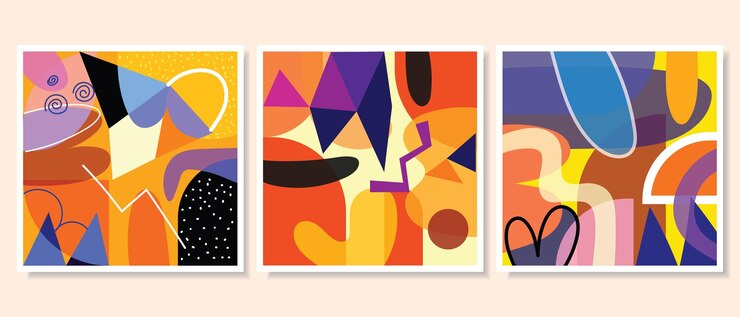 Vector conjunto de coloridas formas geométricas abstractas y líneas composición vector ilustración fondo