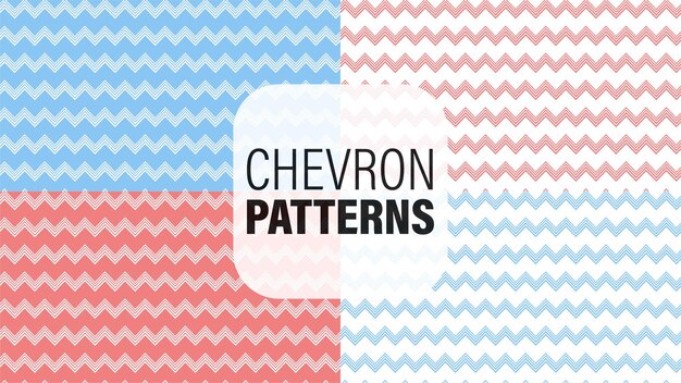 Conjunto de coloridas ilustraciones vectoriales de patrones geométricos sin costuras en zigzag