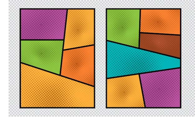 Conjunto de coloridas plantillas de cómics de manga