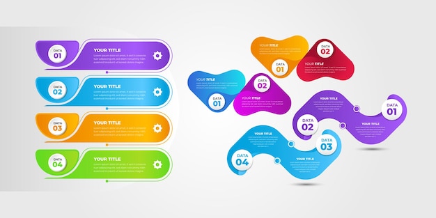 Un conjunto de coloridas plantillas de diseño infográfico