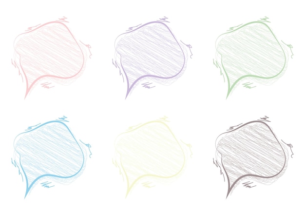 conjunto de coloridas plantillas de diseño vectorial de chat de burbujas de garabateo