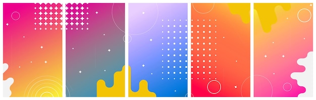 Conjunto de colorido abstracto con círculos para redes sociales de historias