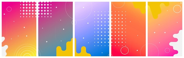 Vector conjunto de colorido abstracto con círculos para redes sociales de historias