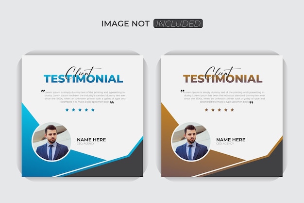 Conjunto colorido Conjunto de testimonios de clientes plantilla de diseño de publicaciones en redes sociales vector de diseño de banner web