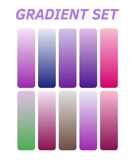 un conjunto colorido de cuadrados de diferentes colores con las palabras gradiente en la parte inferior