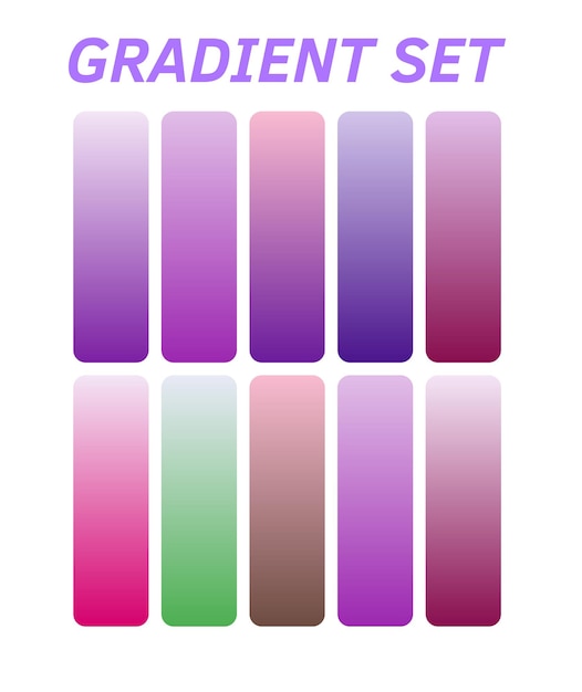 un conjunto colorido de cuadrados de diferentes colores con las palabras gradiente