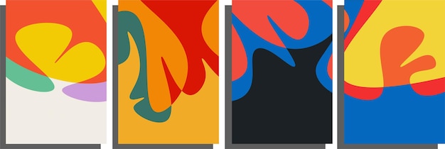 Conjunto de colorido fondo abstracto fluido ondulado formas dinámicas diseño de plantilla para tarjeta de banner póster