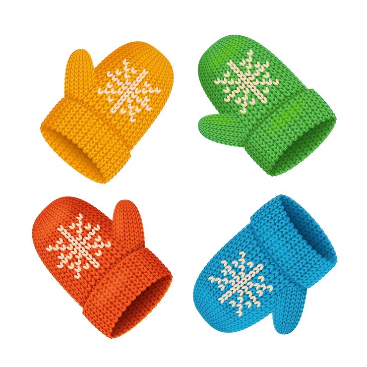 Vector conjunto colorido de guantes de invierno. accesorio de temporada. ilustración vectorial