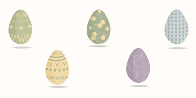Conjunto de coloridos huevos de Pascua aislado sobre fondo blanco.