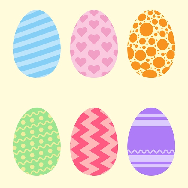 Conjunto de coloridos huevos de Pascua aislados decorados