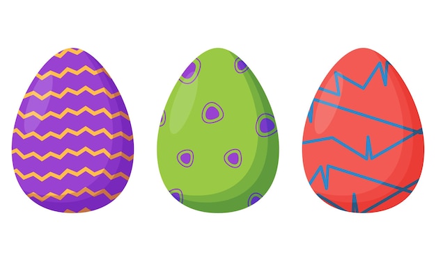 Conjunto de coloridos huevos de pascua decorados vacaciones de primavera felices huevos de pascua celebración estacional