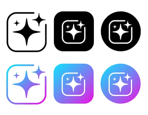 Conjunto de coloridos iconos circulares y cuadrados del logotipo de la aplicación de inteligencia artificial