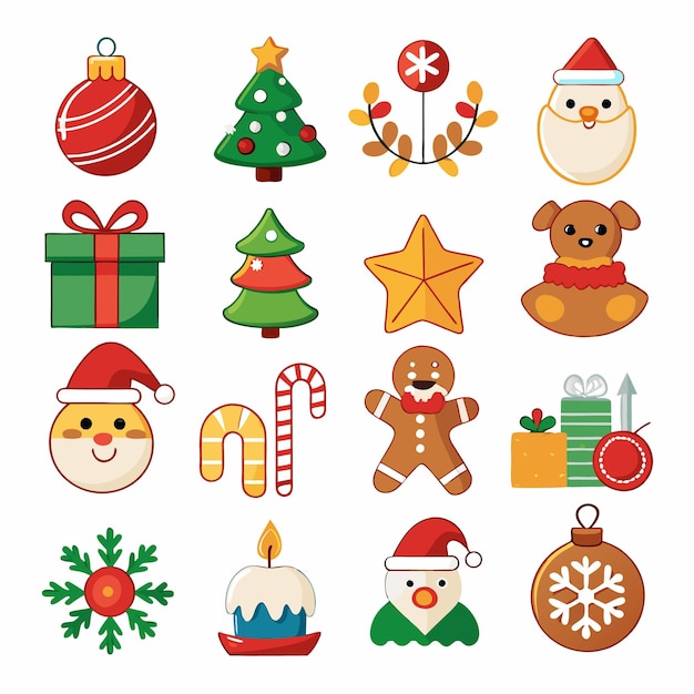 Conjunto de coloridos íconos navideños