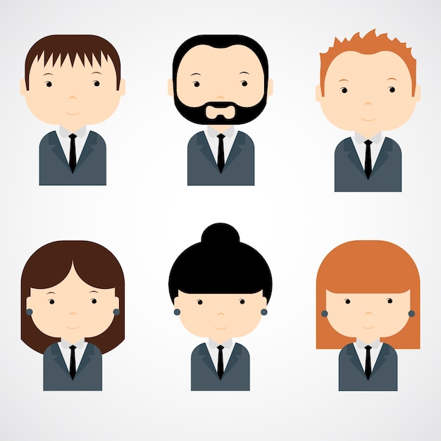 Conjunto de coloridos iconos de personas de oficina.
