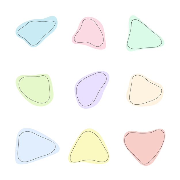 Conjunto de coloridos puntos abstractos marcos de fondo con contorno de diseño plano vectorial