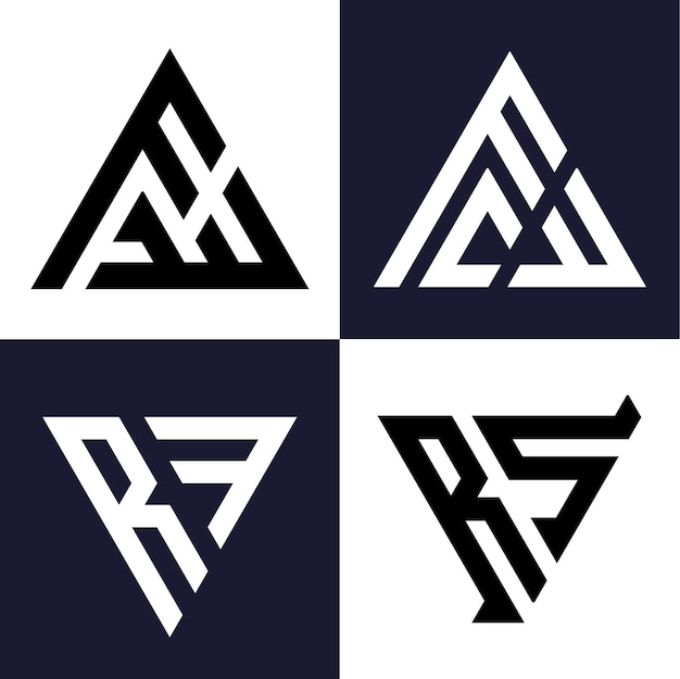 Conjunto de combinación de signo de escudo y monograma abstracto de letra FR