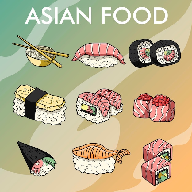 un conjunto de comida japonesa que consiste en rollos