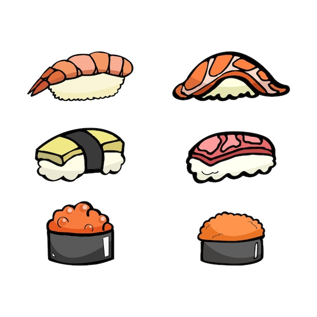 Vector conjunto de comida japonesa