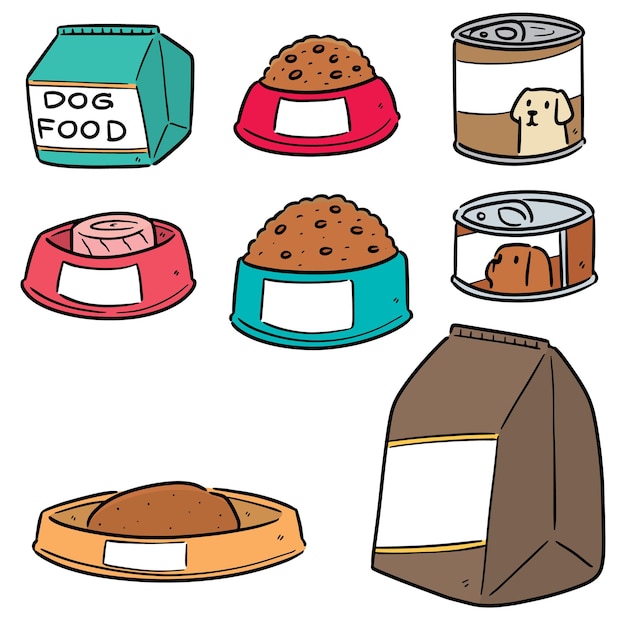 Vector conjunto de comida para perros