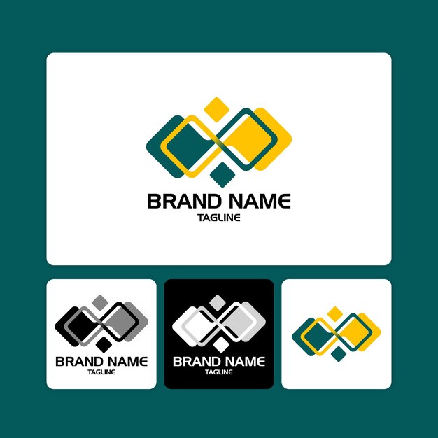 Conjunto completo de diseño premium de logotipo de formas cuadradas abstractas