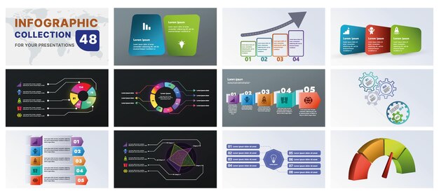Un conjunto completo de infografías con elementos de diseño moderno, incluidos gráficos, diagramas de flujo e íconos, perfecto para presentaciones de negocios, estrategias de marketing y planificación de proyectos