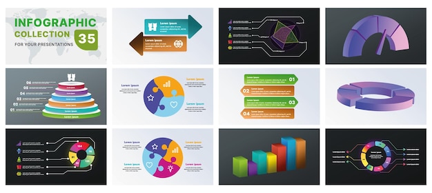 Un conjunto completo de infografías con elementos de diseño moderno, incluidos gráficos, diagramas de flujo e íconos, perfecto para presentaciones de negocios, estrategias de marketing y planificación de proyectos