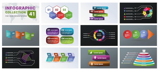 Un conjunto completo de infografías con elementos de diseño moderno, incluidos gráficos, diagramas de flujo e íconos, perfecto para presentaciones de negocios, estrategias de marketing y planificación de proyectos