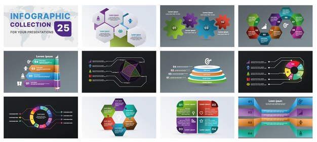 Un conjunto completo de infografías con elementos de diseño moderno, incluidos gráficos, diagramas de flujo e íconos, perfecto para presentaciones de negocios, estrategias de marketing y planificación de proyectos