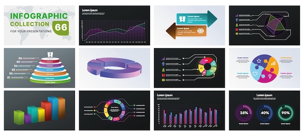 Un conjunto completo de infografías con elementos de diseño moderno, incluidos gráficos