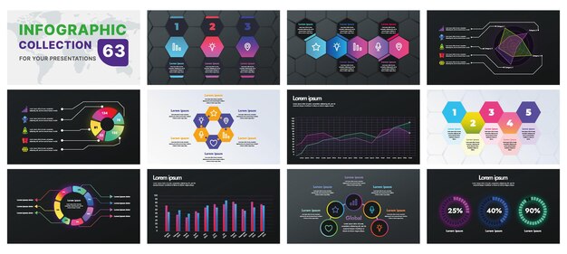 Un conjunto completo de infografías con elementos de diseño moderno, incluidos gráficos