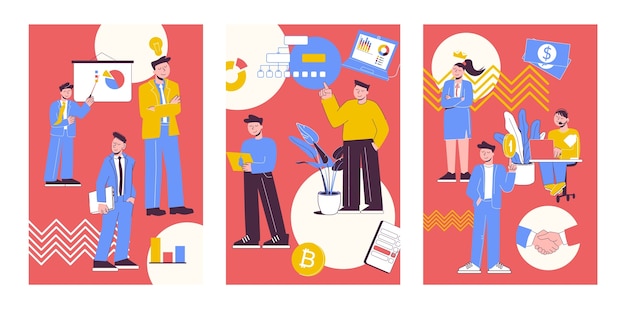 Conjunto de composiciones abstractas de personas de negocios