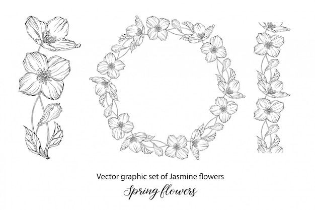 Un conjunto de composiciones gráficas de flores con flores.