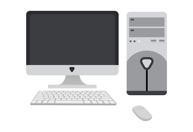Vector conjunto de computadora de escritorio de vector libre
