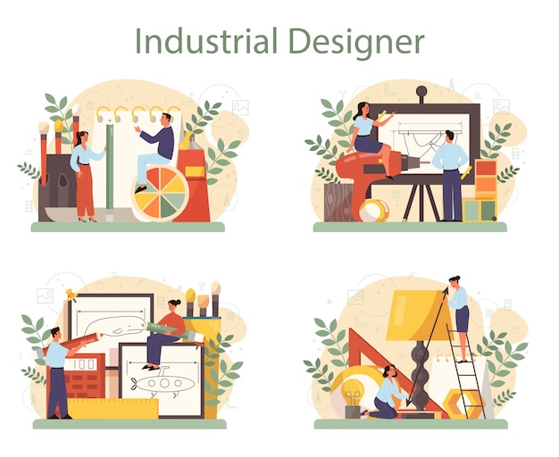 Conjunto de concepto de diseñador industrial