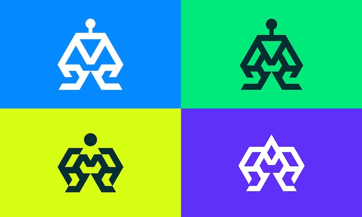 Vector conjunto de concepto de diseño de logotipo de inteligencia artificial con variación de color