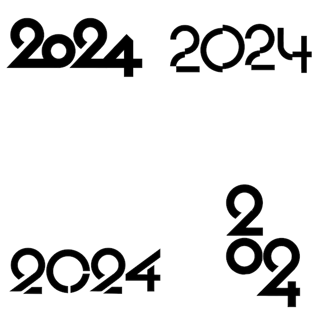 Conjunto de concepto de diseño de logotipo de tipografía de 2024 Concepto de diseño de Logotipo de feliz año nuevo de 2024