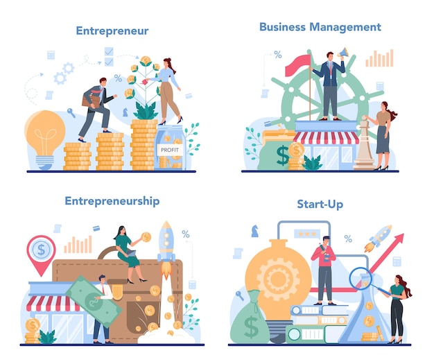 Conjunto de concepto de empresario