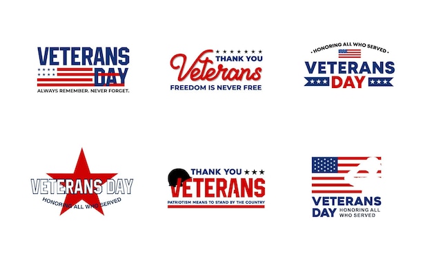 Conjunto de concepto de logotipo del día de los veteranos