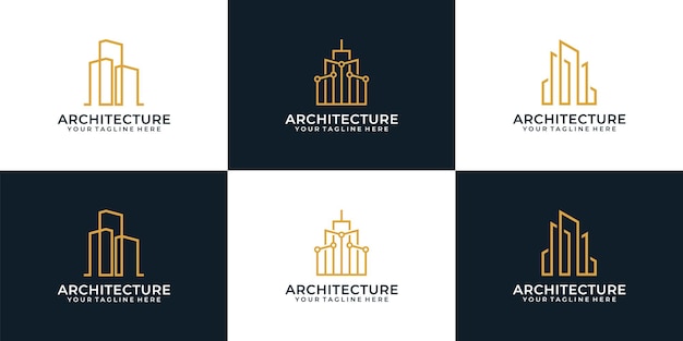 Conjunto de concepto de logotipo de lujo de construcción de arquitectura de monograma