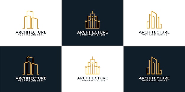 Conjunto de concepto de logotipo de lujo de construcción de arquitectura de monograma