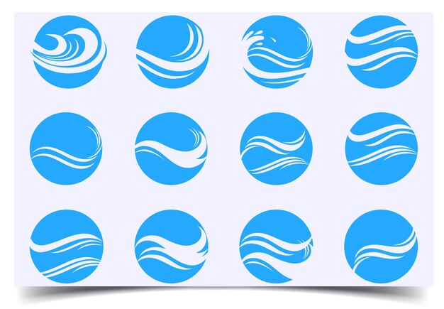 Conjunto de concepto de logotipo de ondas abstractas Plantillas de logotipo de onda de agua Salpicaduras de agua y salpicaduras de agua