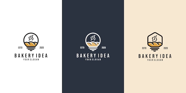Conjunto de concepto de logotipo de panadería