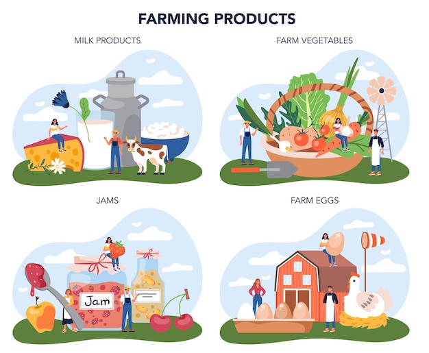 Conjunto de concepto de producto agrícola
