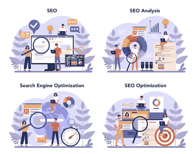 Conjunto de concepto de SEO
