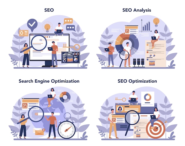 Vector conjunto de concepto de seo