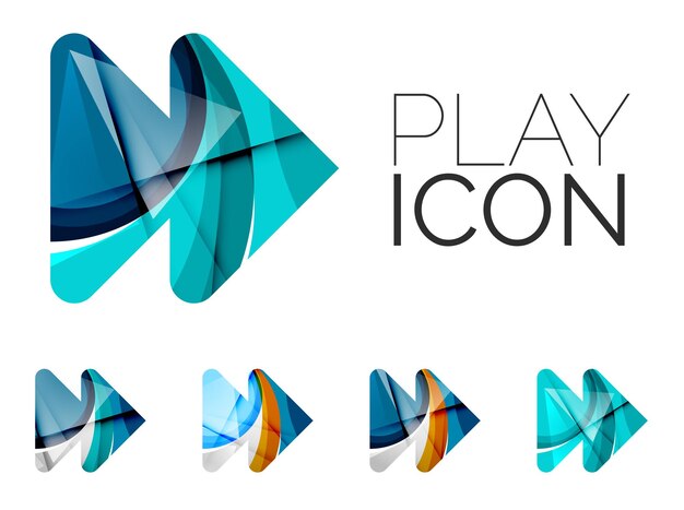 Conjunto de conceptos abstractos de logotipo de empresa de icono de flecha de próxima reproducción limpio diseño geométrico moderno