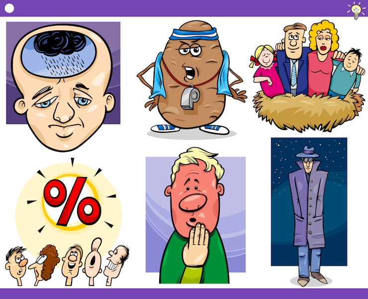 Vector conjunto de conceptos e ideas de dibujos animados